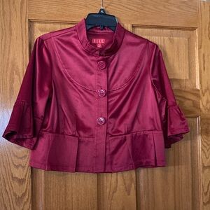 Elle Burgundy Satin Blazer